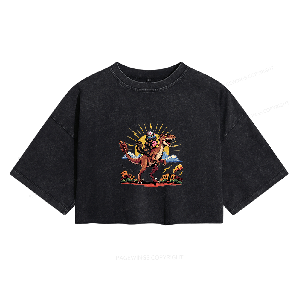 Pagewings Sci Fi Bookish Women's Washed Cropped T-shirt