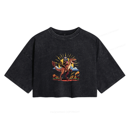 Pagewings Sci Fi Bookish Women's Washed Cropped T-shirt