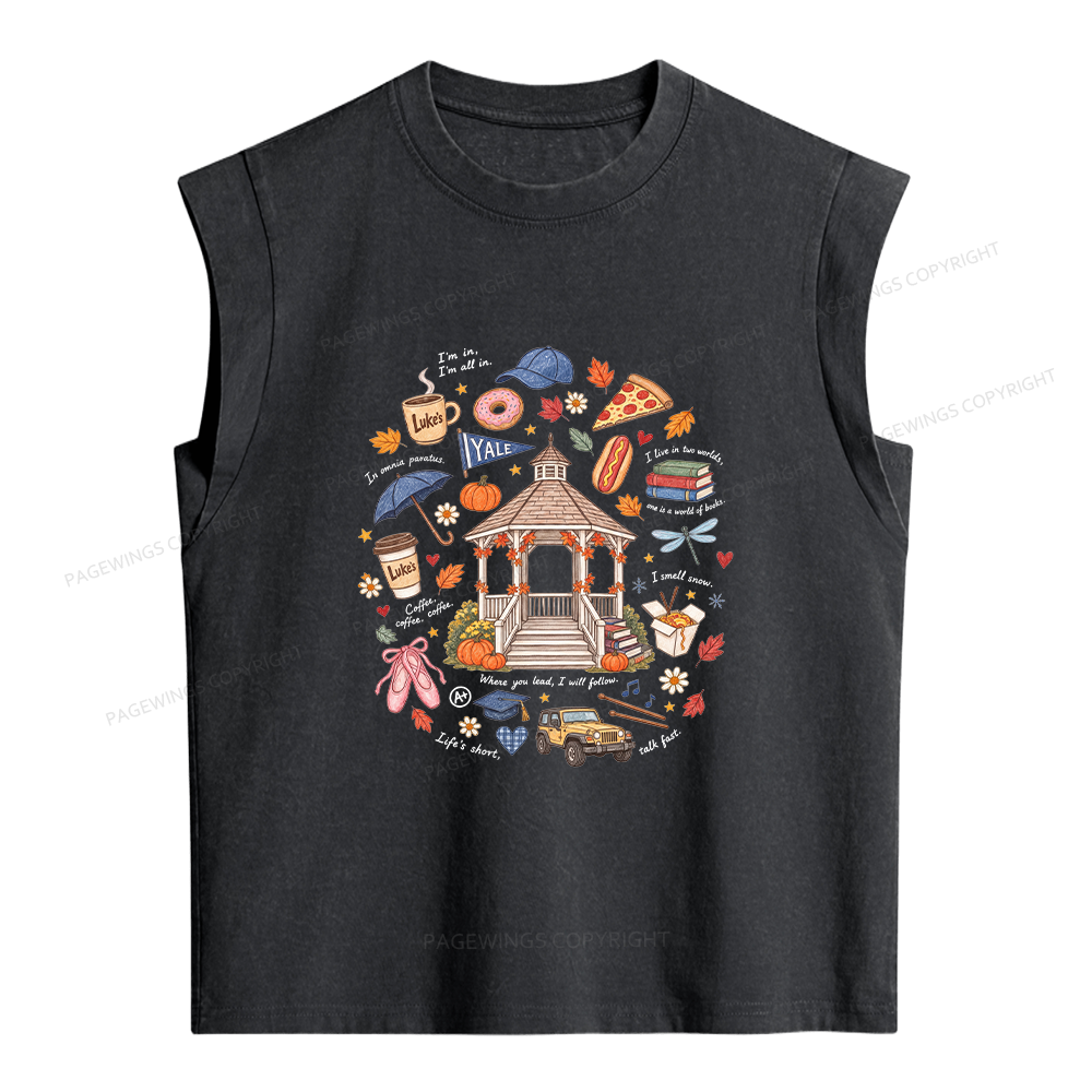 Pagewings Cozy Autumn Book Lover Women's Washed Tank Top