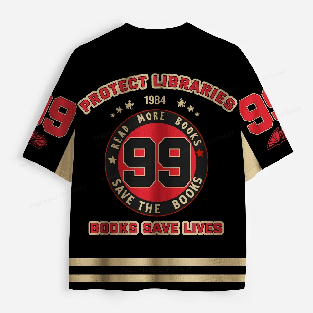 Pagewings Protect Libraries Books Save Lives Unisex Mesh Jersey