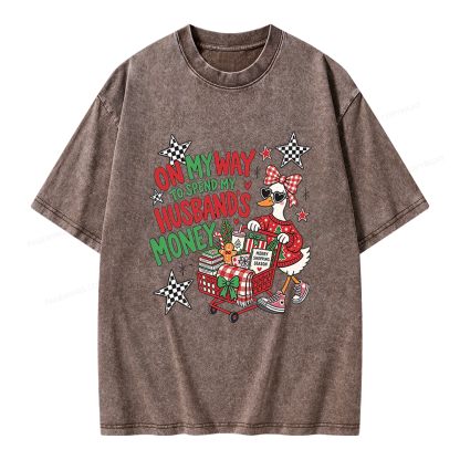 Pagewings On My Way to Spend My Husband’s Money Unisex Washed T-shirt