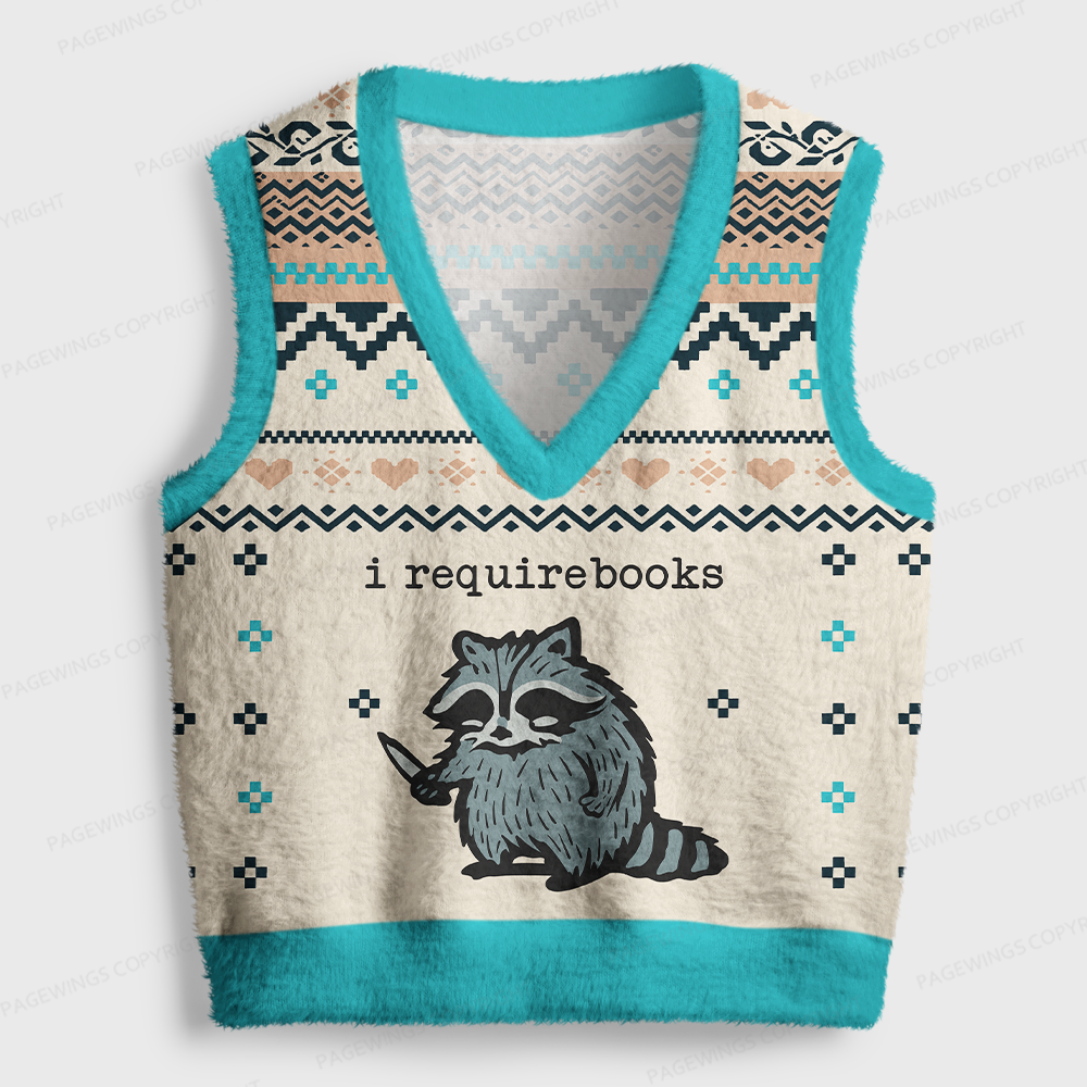 Pagewings Book Lover Women's V-Neck Ugly Knit Vest
