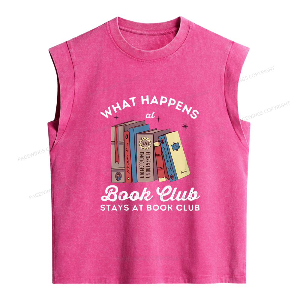Pagewings Stays At Book Club Book Women's Washed Tank Top