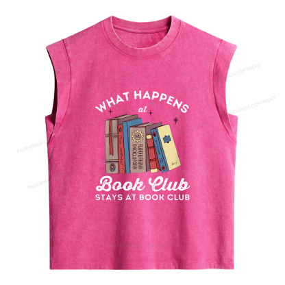 Pagewings Stays At Book Club Book Women's Washed Tank Top