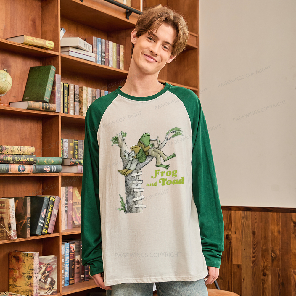 Pagewings The Growing Frog Old Book Long Sleeve Raglan T-shirt