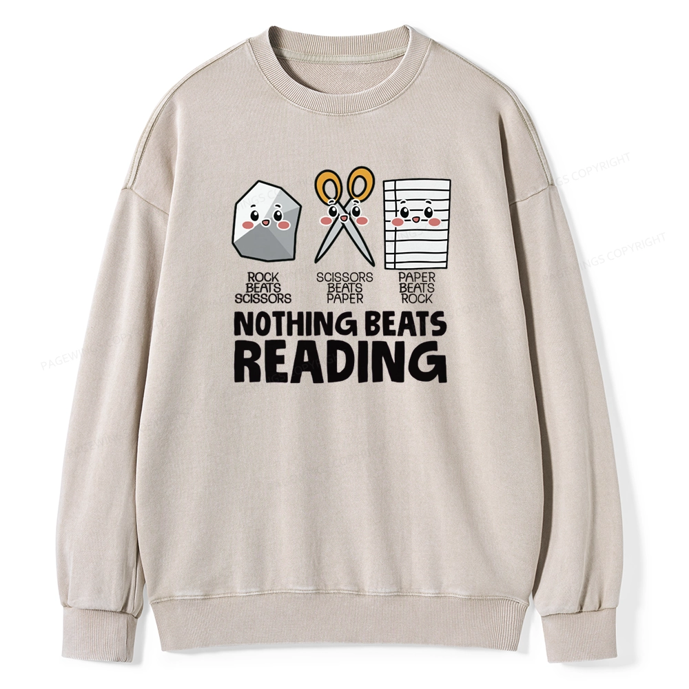Pagewing Nothing Beats Reading Unisex Washed Sweatshirt