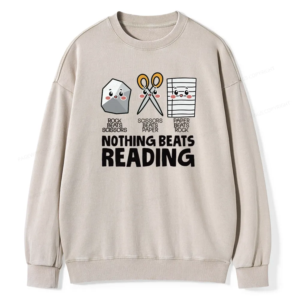 Pagewing Nothing Beats Reading Unisex Washed Sweatshirt