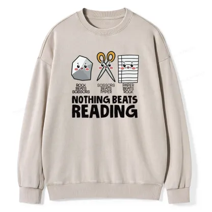 Pagewing Nothing Beats Reading Unisex Washed Sweatshirt