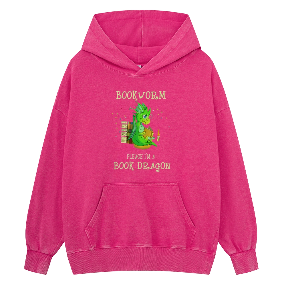 Pagewings Bookworm Please I'm A Book Dragon Unisex Washed Hoodie