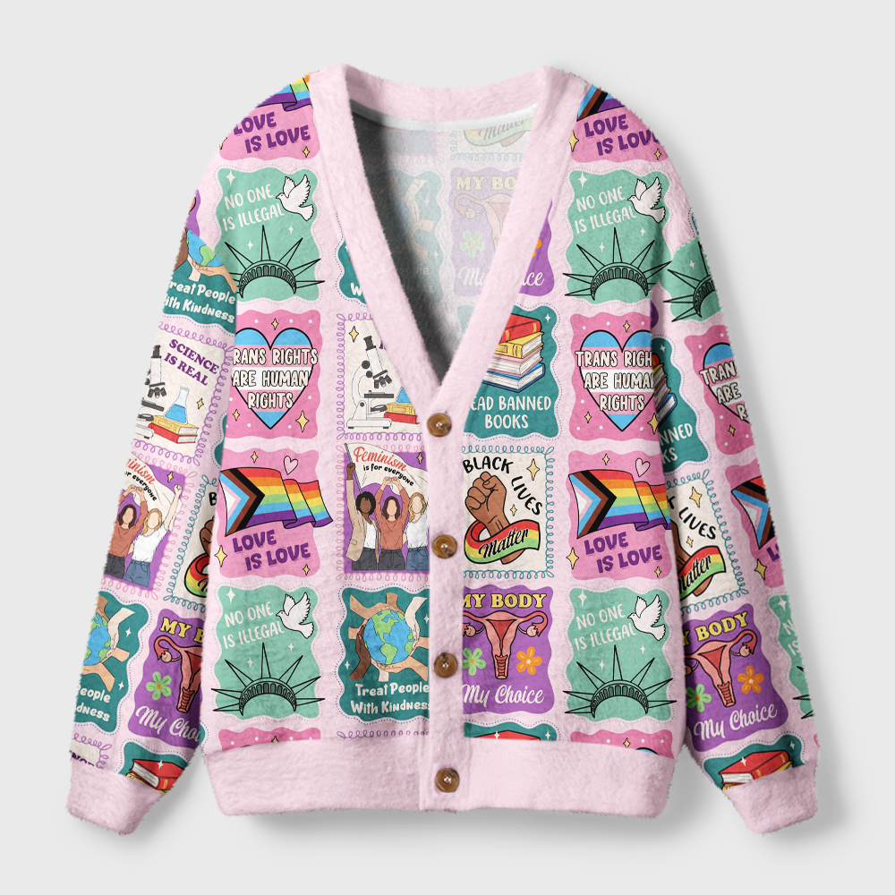 Pagewings Big Fan Of Human Rights Light Knit Unisex Cardigan Sweaters