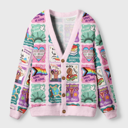Pagewings Big Fan Of Human Rights Light Knit Unisex Cardigan Sweaters