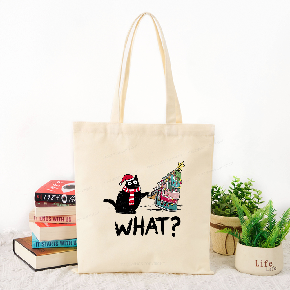 Pagewings Funny Cat Christmas Tote Bag