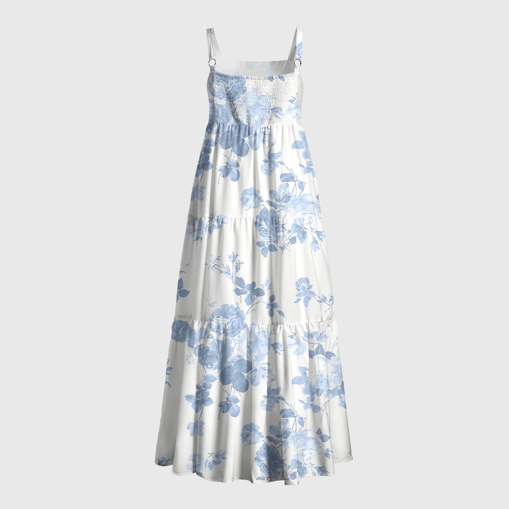 Pagewings Square Neck Summer Floral  Maxi Dress