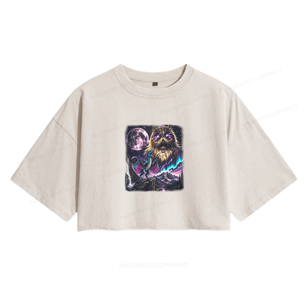 Pagewings Sci Fi Books Lover Women's Washed Cropped T-shirt