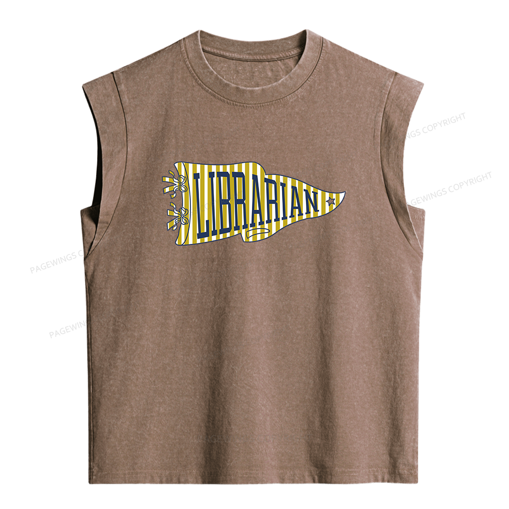Pagewings Personalized Librarian Teacher Women's Washed Tank Top