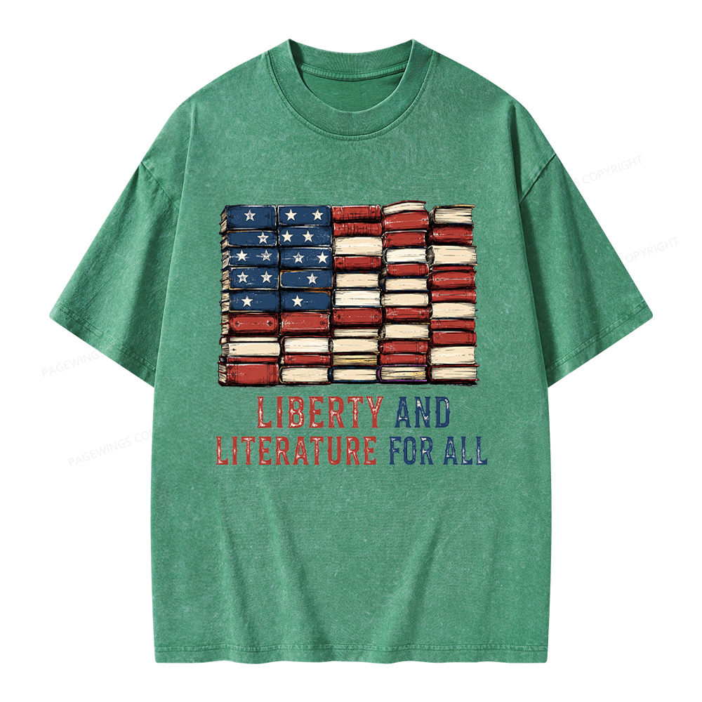 Pagewings Liberty and Literature Unisex Washed T-shirt