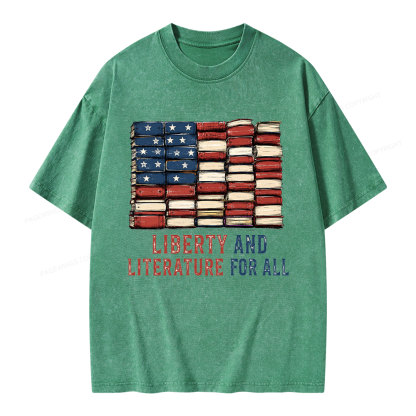 Pagewings Liberty and Literature Unisex Washed T-shirt