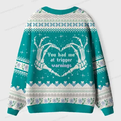 Pagewings You Had Me At Trigger Warnings Unisex Ugly Cardigan Sweaters