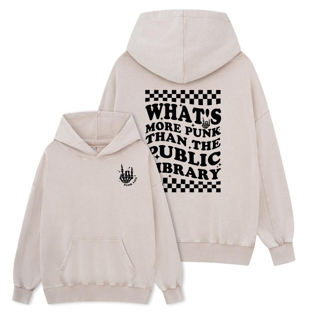 Pagewings punk the public library Unisex Washed Hoodie