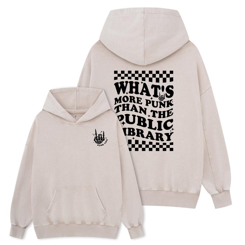 Pagewings punk the public library Unisex Washed Hoodie