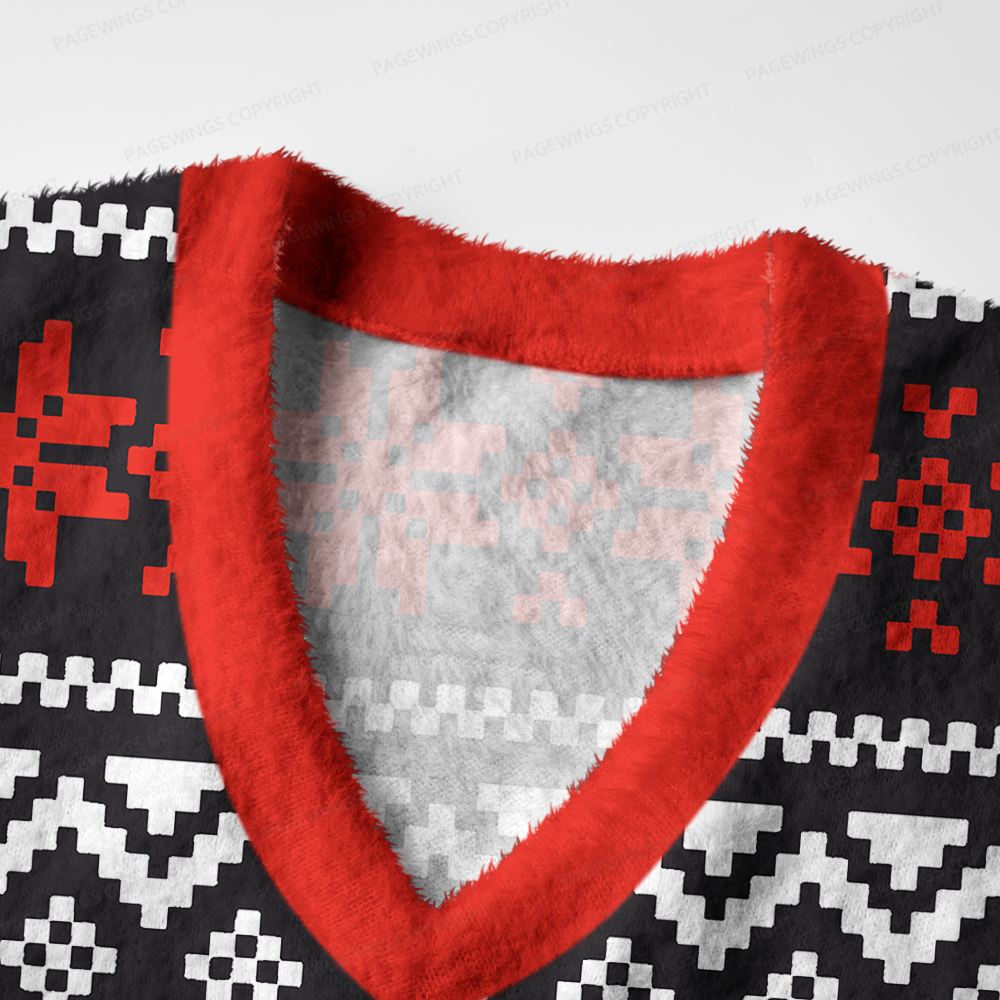 Pagewings Defend the Public Library Women's V-Neck Ugly Knit Vest