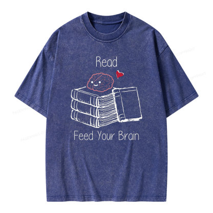 Pagewings Read Feed Your Brain Unisex Washed T-shirt
