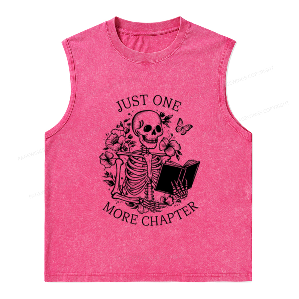 Pagewings One More Chapter Skeleton Unisex Washed Tank Top