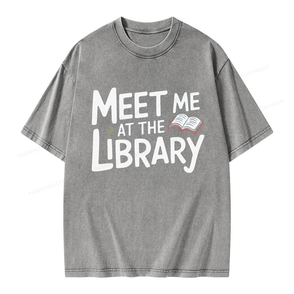 Pagewings Meet Me At The Library  Unisex Washed T-shirt