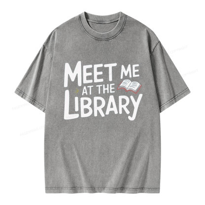 Pagewings Meet Me At The Library  Unisex Washed T-shirt
