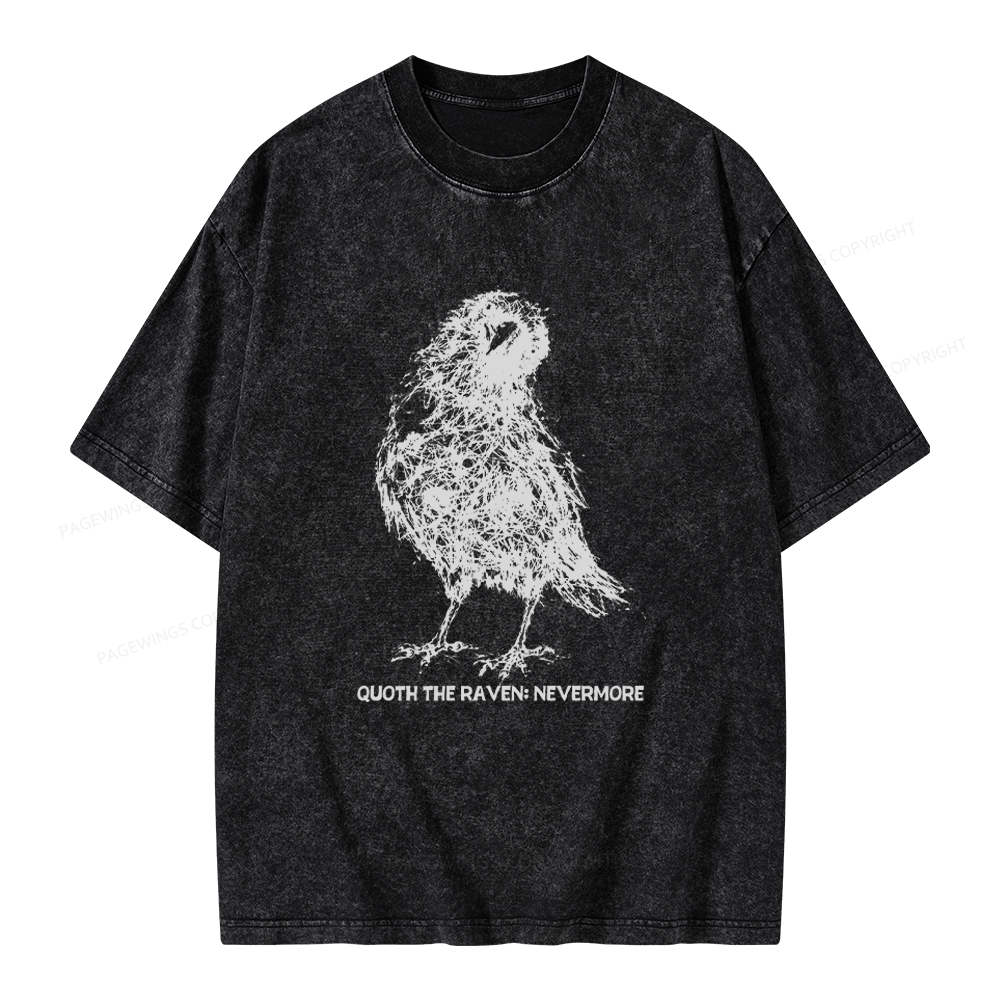 Pagewings Nevermore Crow Unisex Washed T-shirt