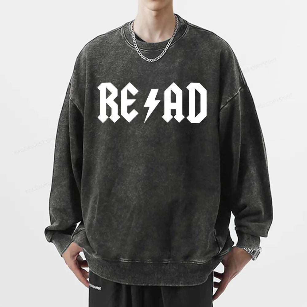 Pagewings Read Back In The Library "rock And Roll" Unisex Washed Sweatshirt