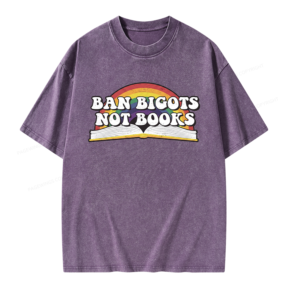 Pagewings Ban Bigots Not Books Unisex Washed T-shirt