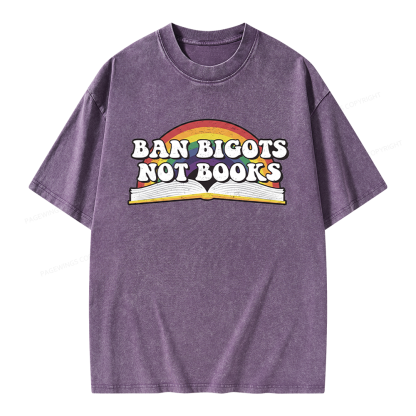Pagewings Ban Bigots Not Books Unisex Washed T-shirt