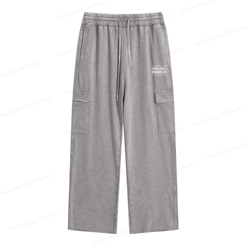 Pagewings Unreliable Narrator Unisex Washed Cargo Sweatpants