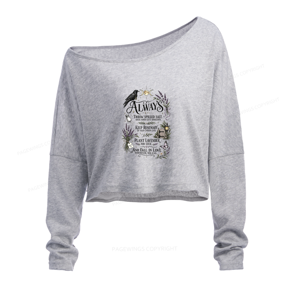 Pagewings Mystical Witchy Slouchy Long Sleeve Off Shoulder T-shirt