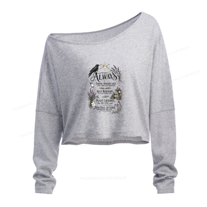 Pagewings Mystical Witchy Slouchy Long Sleeve Off Shoulder T-shirt
