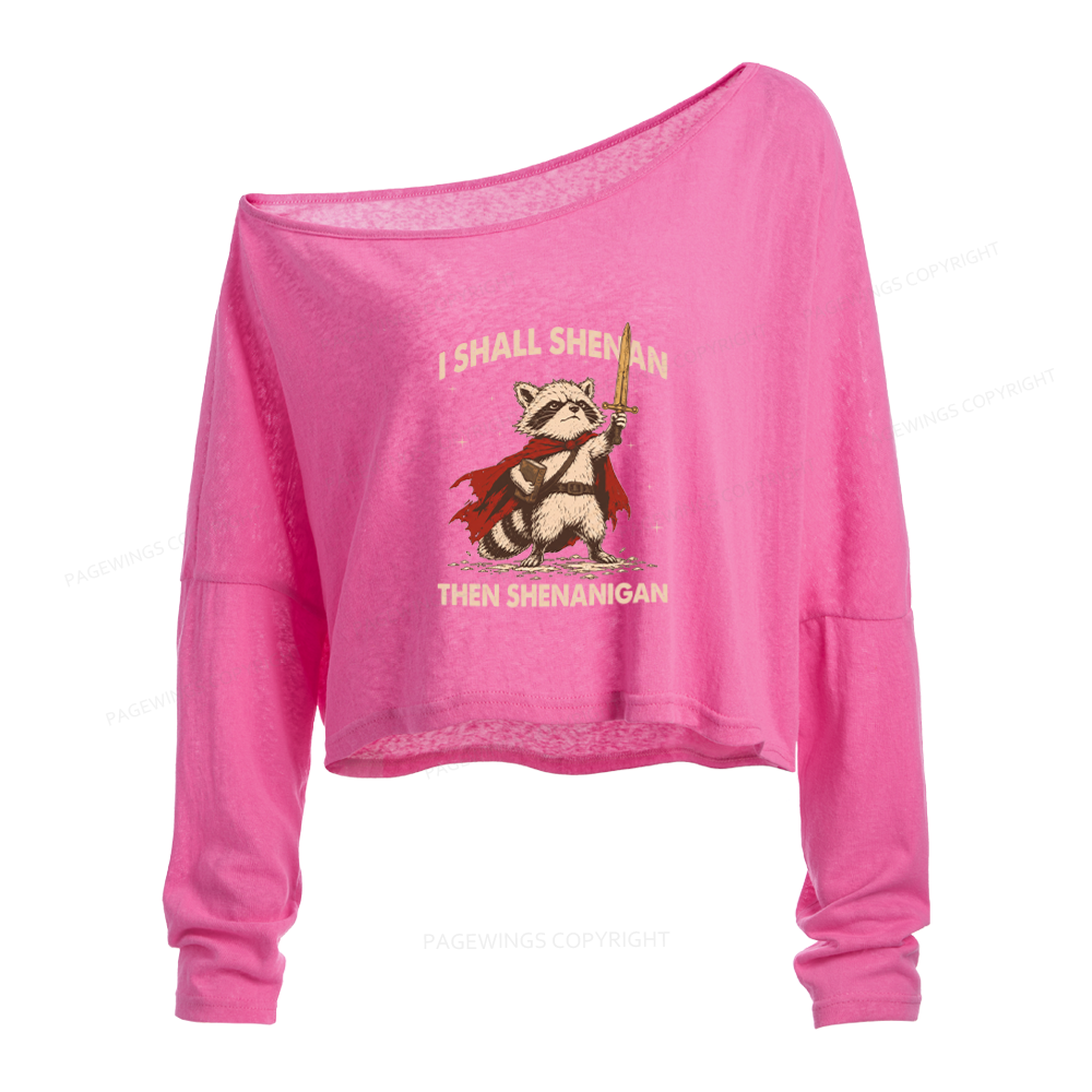 Pagewings I Shall Shenan Slouchy Long Sleeve Off Shoulder T-shirt