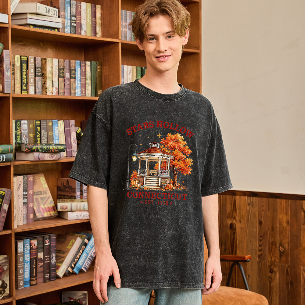 Pagewings Holloween Bookish Unisex Washed T-shirt