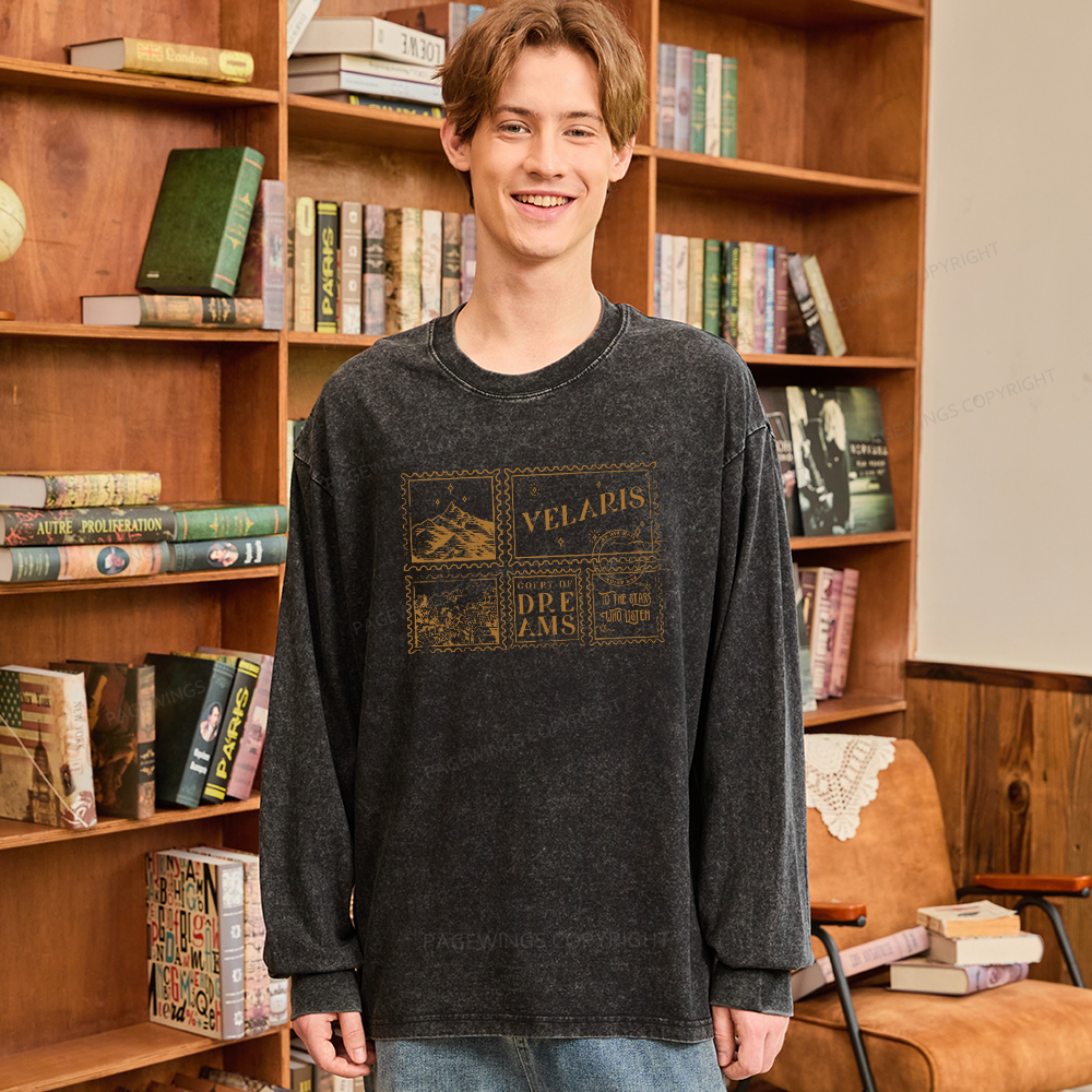 Pagewings Velaris Acotar Unisex Washed Long Sleeve T-shirt