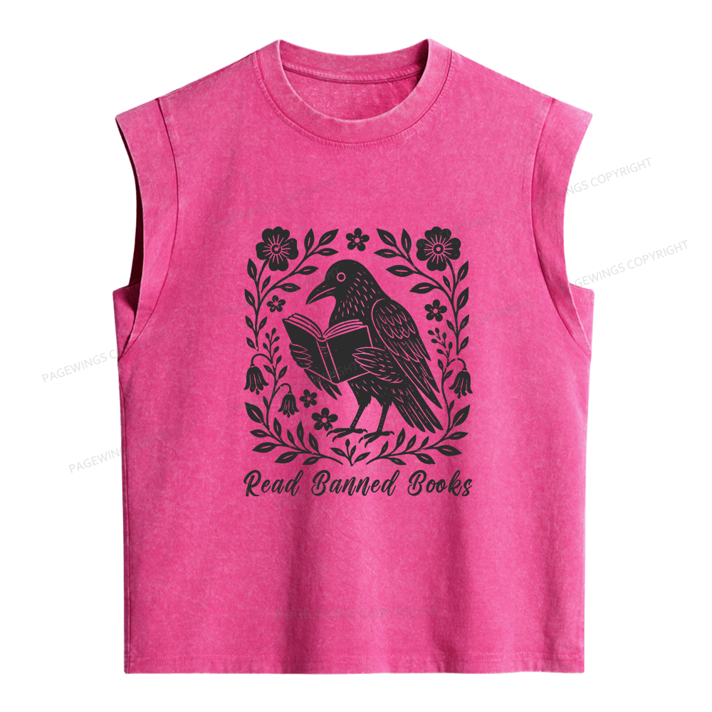 Pagewings Read Banned Books Women's Washed Tank Top