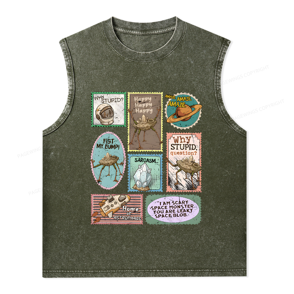 Pagewings Amaze Retro Sci-Fi Unisex Washed Tank Top