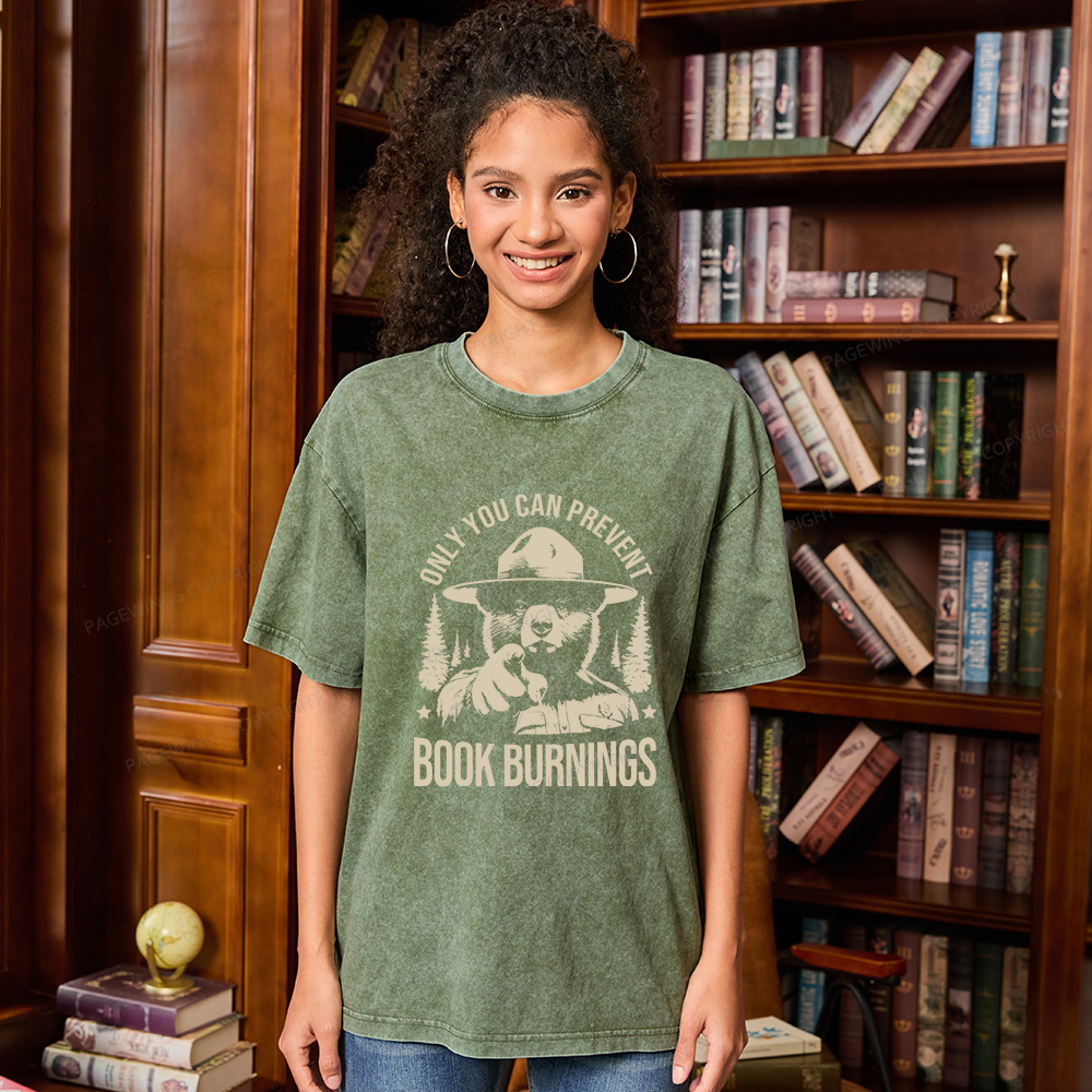 Pagewings Only You Can Prevent Book Burnings Unisex Washed T-shirt
