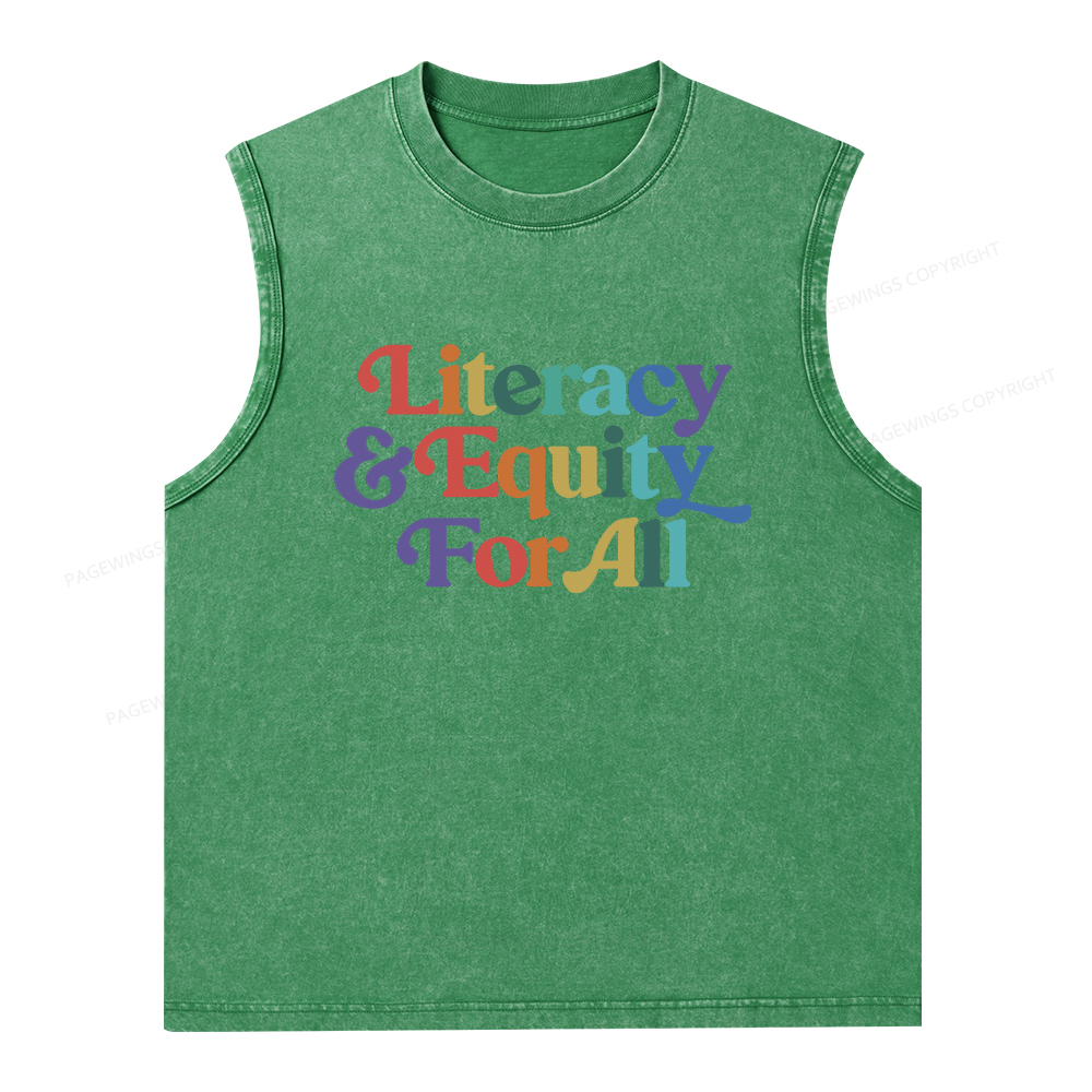 Pagewings Literacy & Equity For All Unisex Washed Tank Top