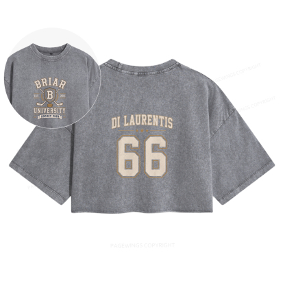 Pagewings Hockey Romance Women's Washed Cropped T-shirt