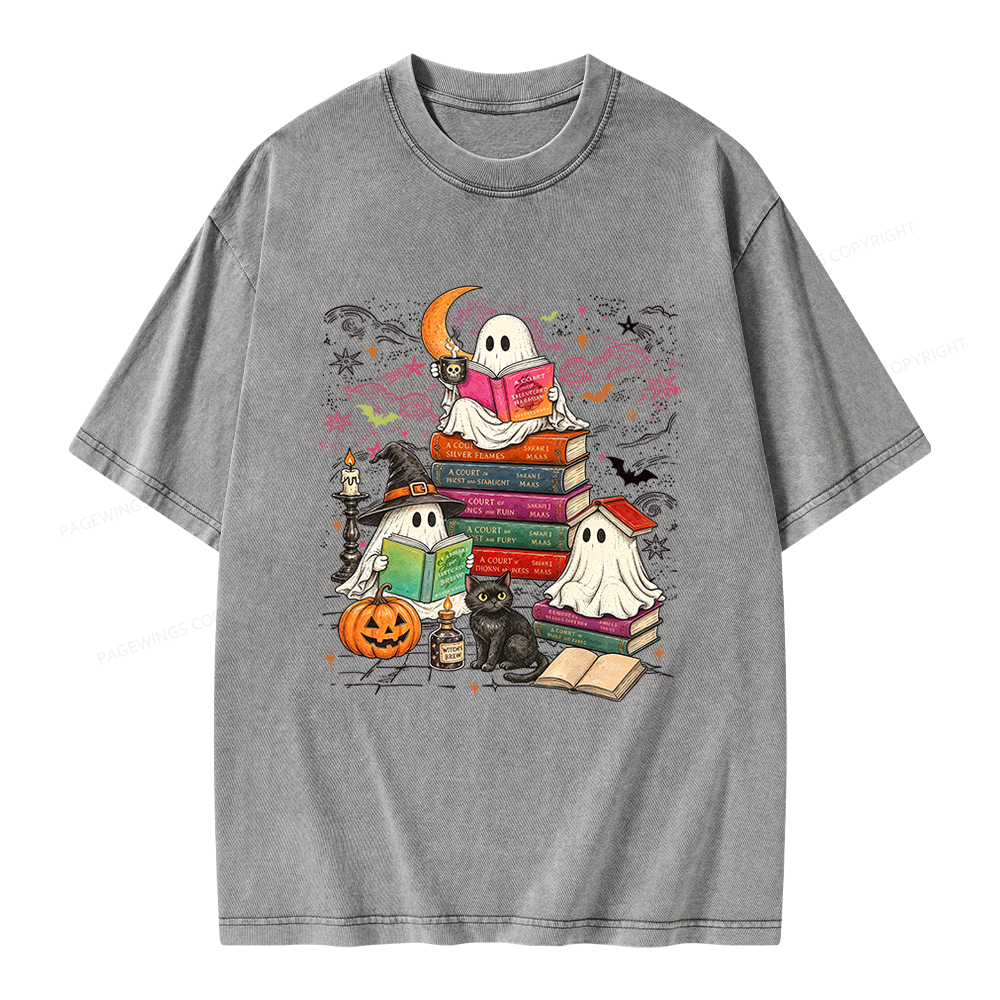 Pagewings Fantasy Ghost Reader Unisex Washed T-shirt