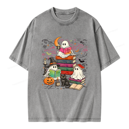 Pagewings Fantasy Ghost Reader Unisex Washed T-shirt