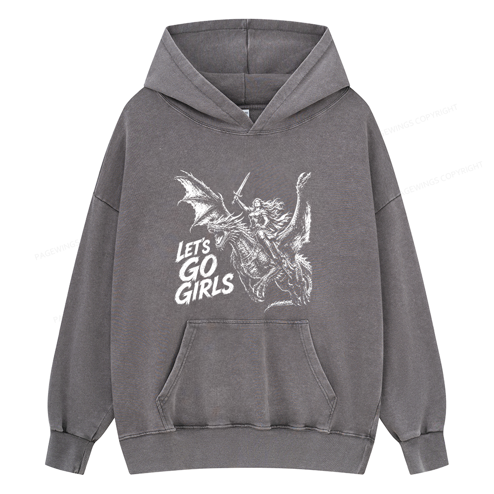 Pagewings Woman Dragon Rider Unisex Washed Hoodie