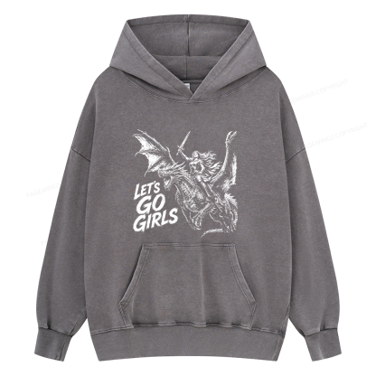 Pagewings Woman Dragon Rider Unisex Washed Hoodie