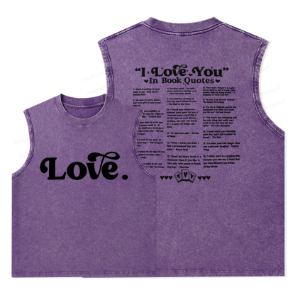 Pagewings I Love You in Book Quotes Unisex Washed Tank Top
