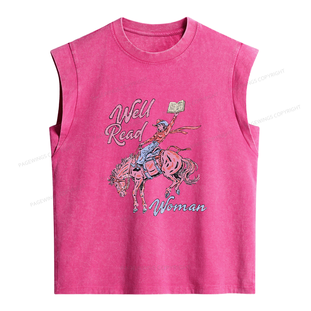 Pagewings Well Read Woman Women's Washed Tank Top